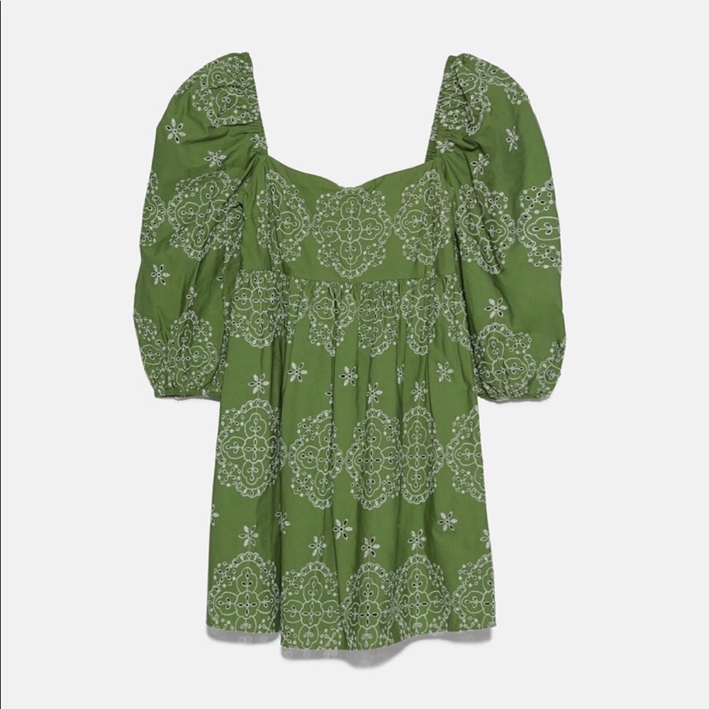 Zara Openwork Embroidered Dress Size L